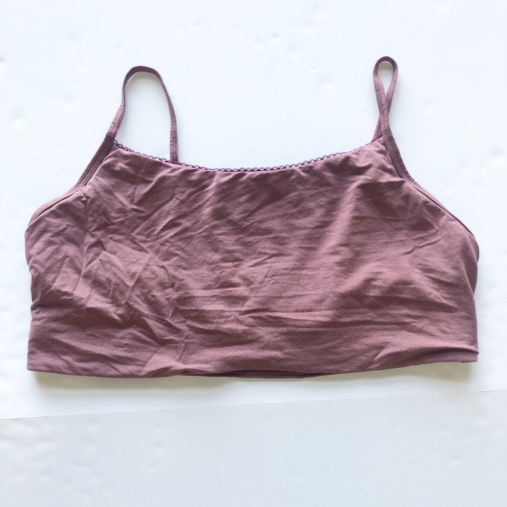Parade Bralette Womens 2XL Mauve Tencel Lyocell Wireless Lace Trim